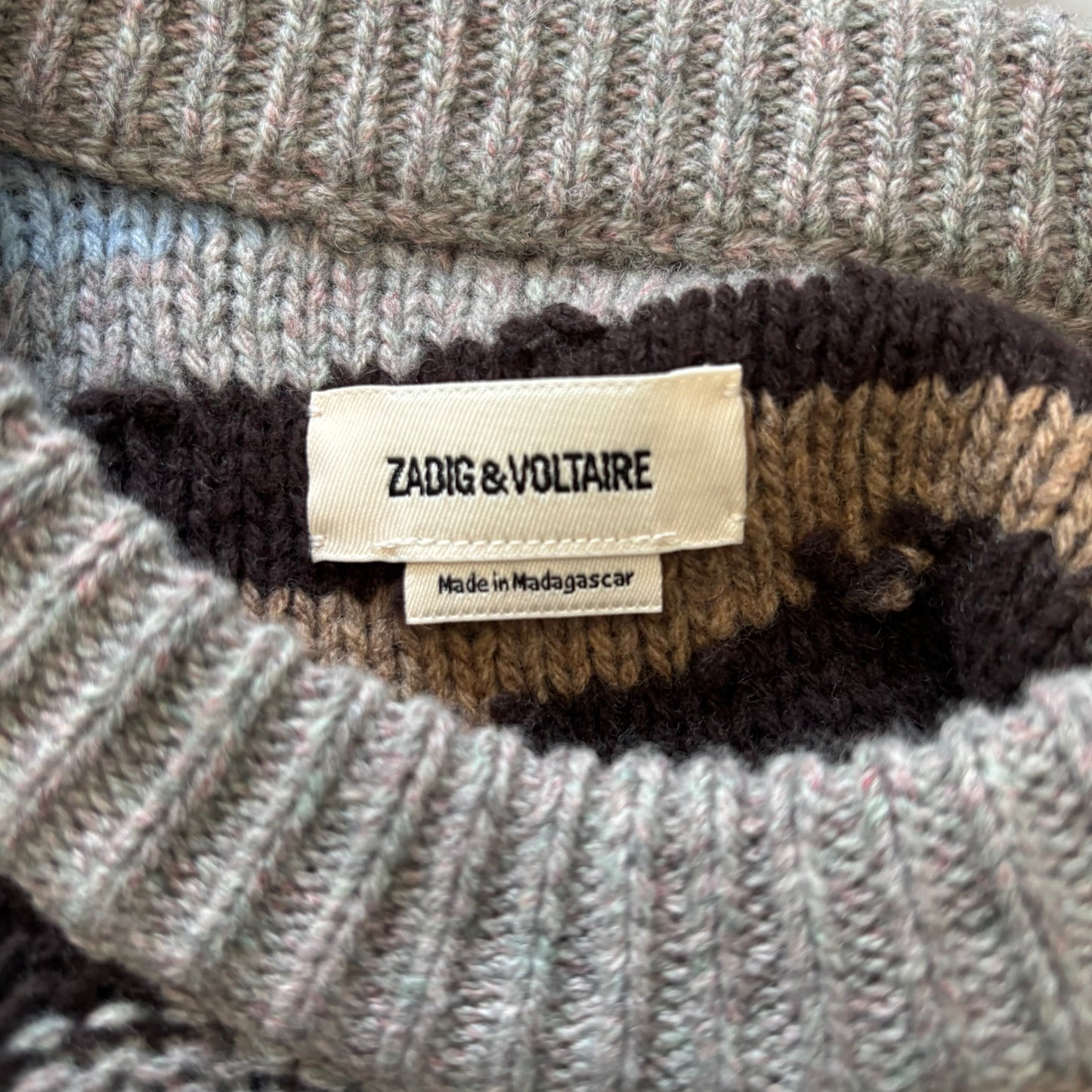 ZADIG & VOLTAIRE Malty Camouflage Merino Wool Sweater Size Small