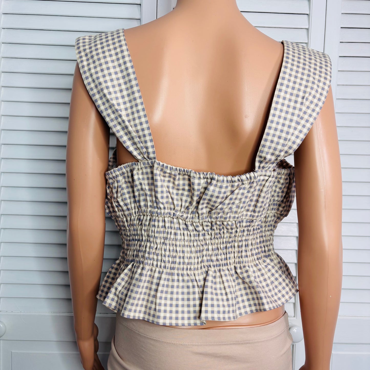 WEWOREWHAT Smocked Gingham Top Size XL