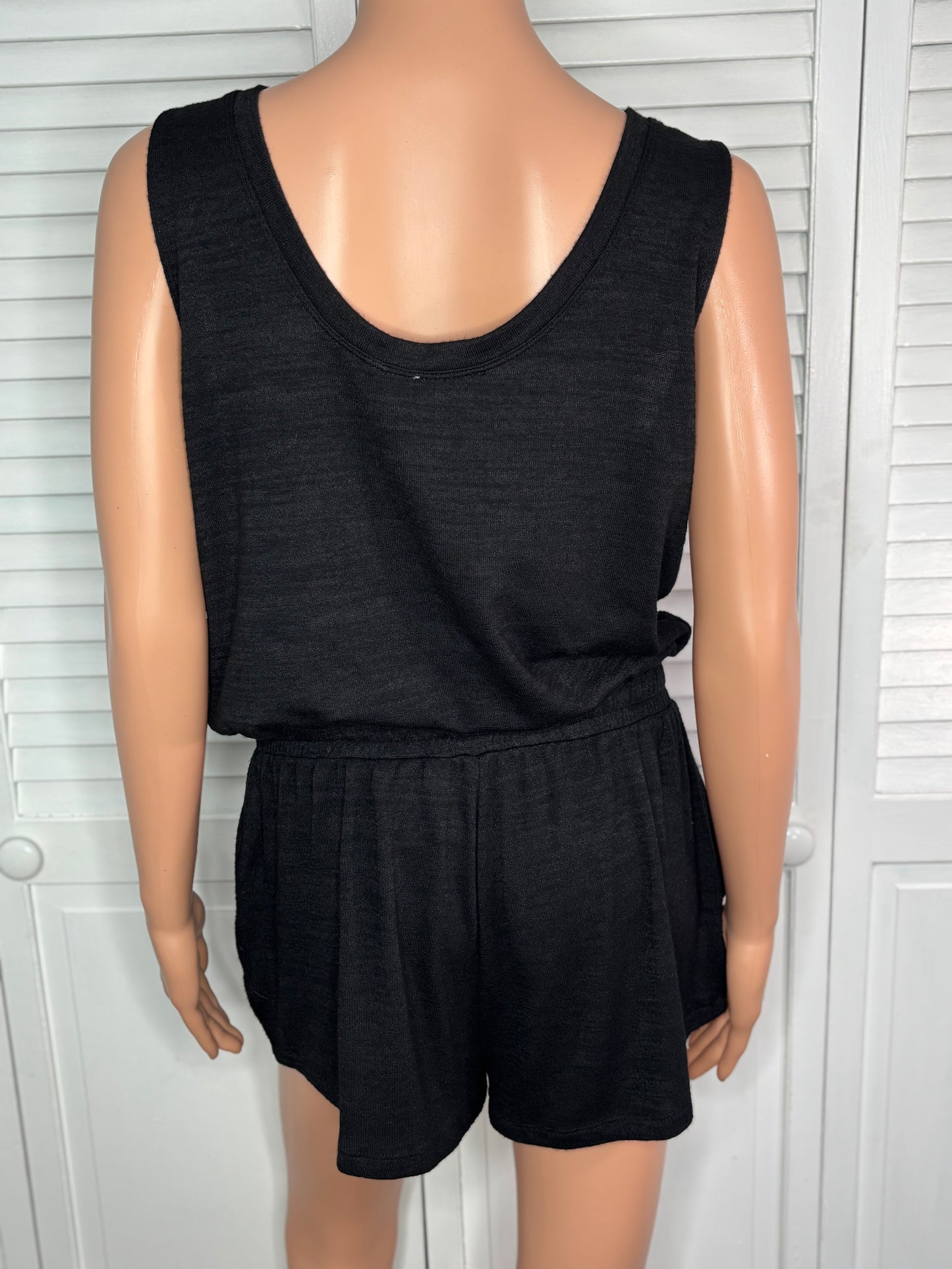 WILFRED FREE Izabel Black Jersey Knit Tie-Waist Romper Size Medium