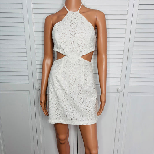 NEW RUMER White Sienna Halter Mini Dress Size XS