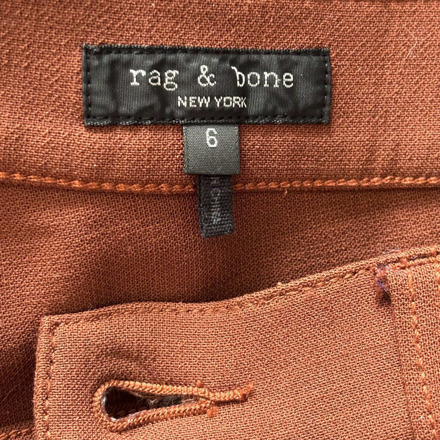 RAG & BONE Brown Jacey High Rise Virgin Wool Straight Leg Trousers Size 6