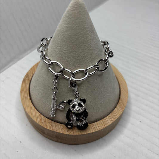 SWAROVSKI Crystal Panda & Bamboo Charm Bracelet