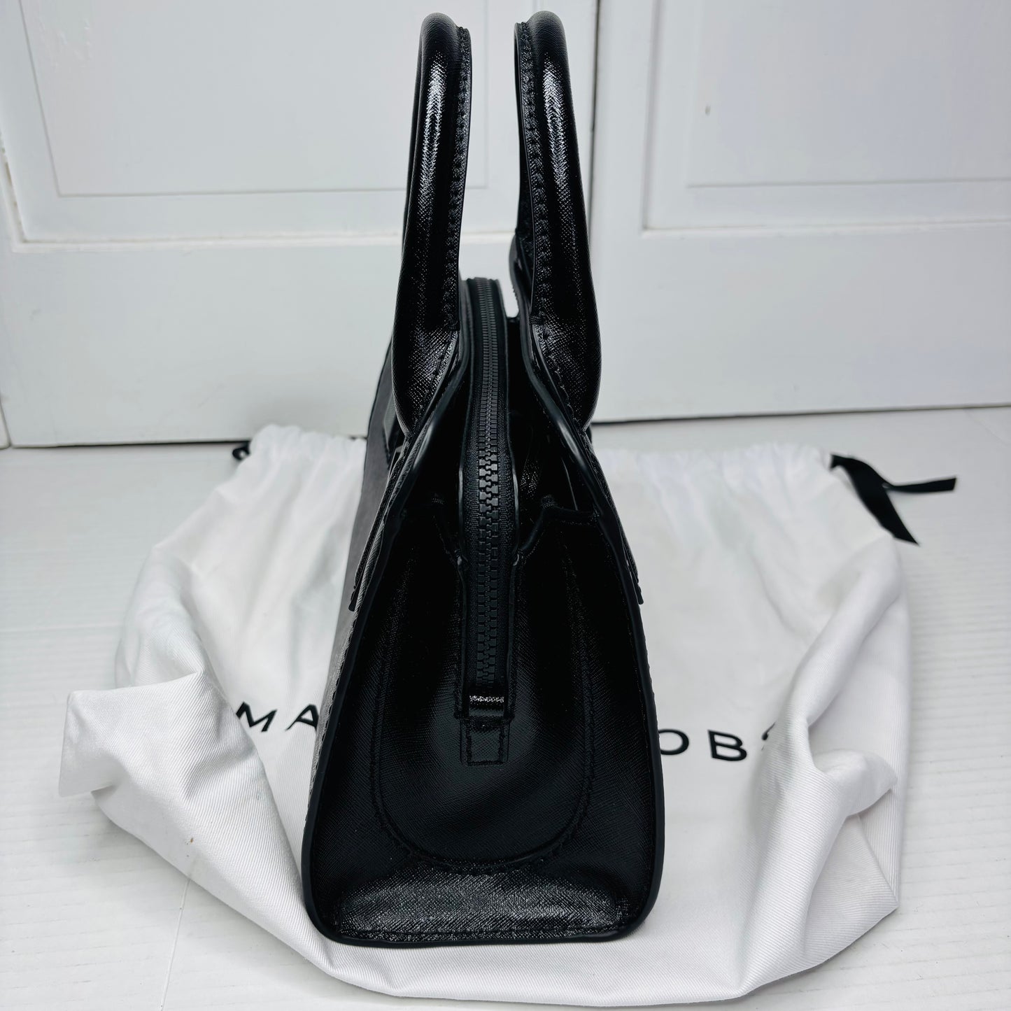 MARC JACOBS Little Big Shot DTM Saffiano Leather Satchel in All Black