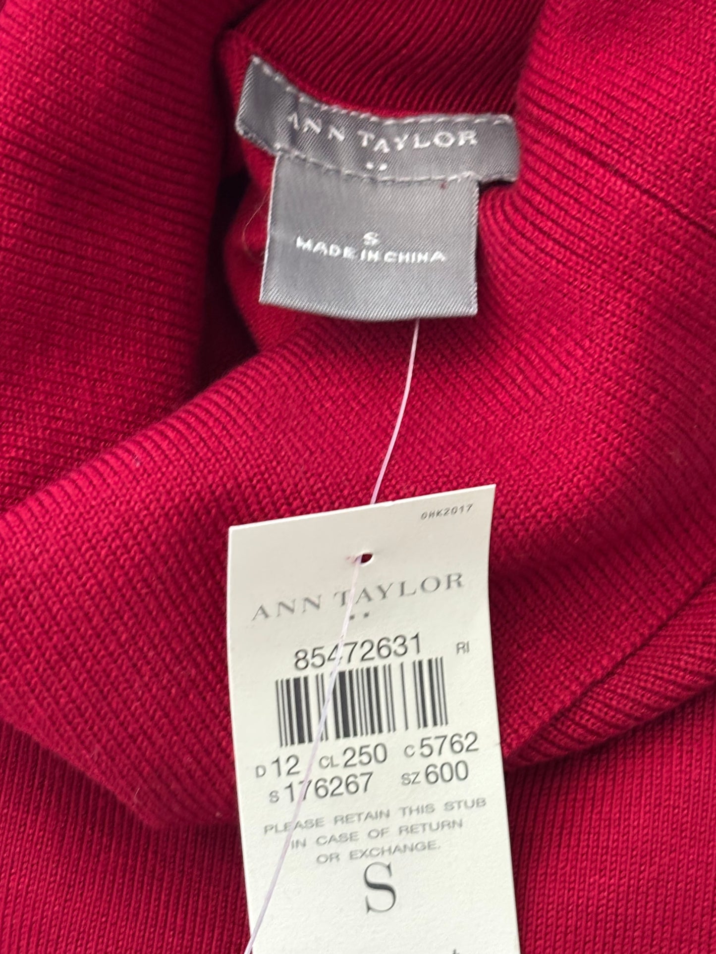 New ANN TAYLOR Red Silk Blend Turtleneck Sweater Size Small