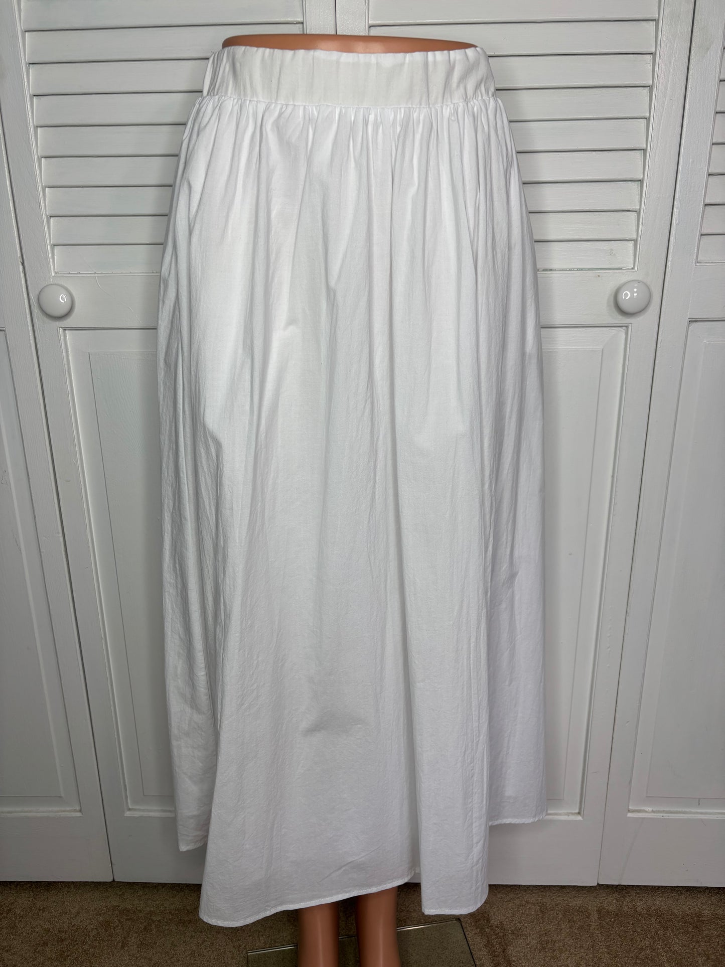 WAYF Cora White Cotton Poplin Maxi Skirt Size XS