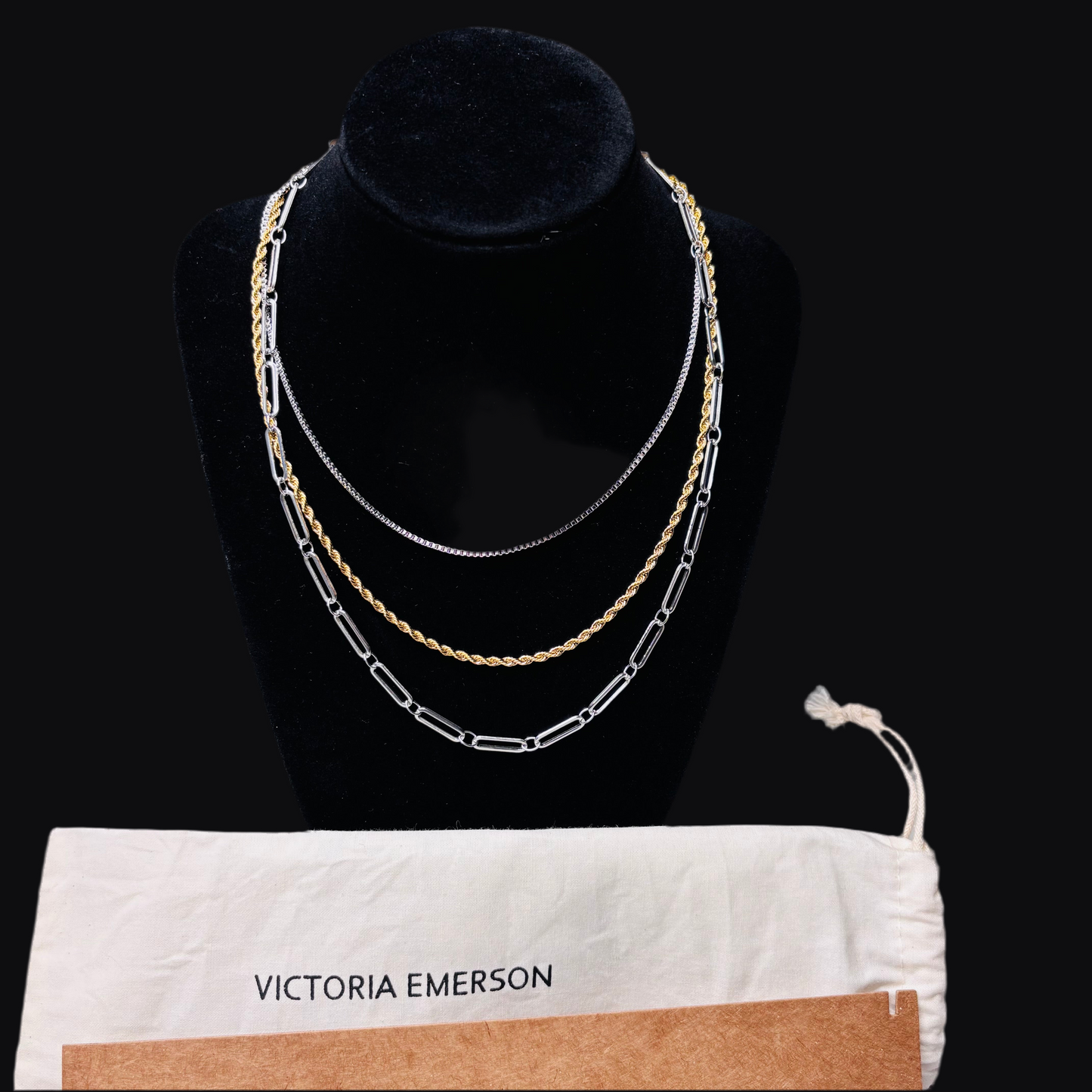 *New* VICTORIA EMERSON Corrine Layered Mixed Metals Chain Necklace