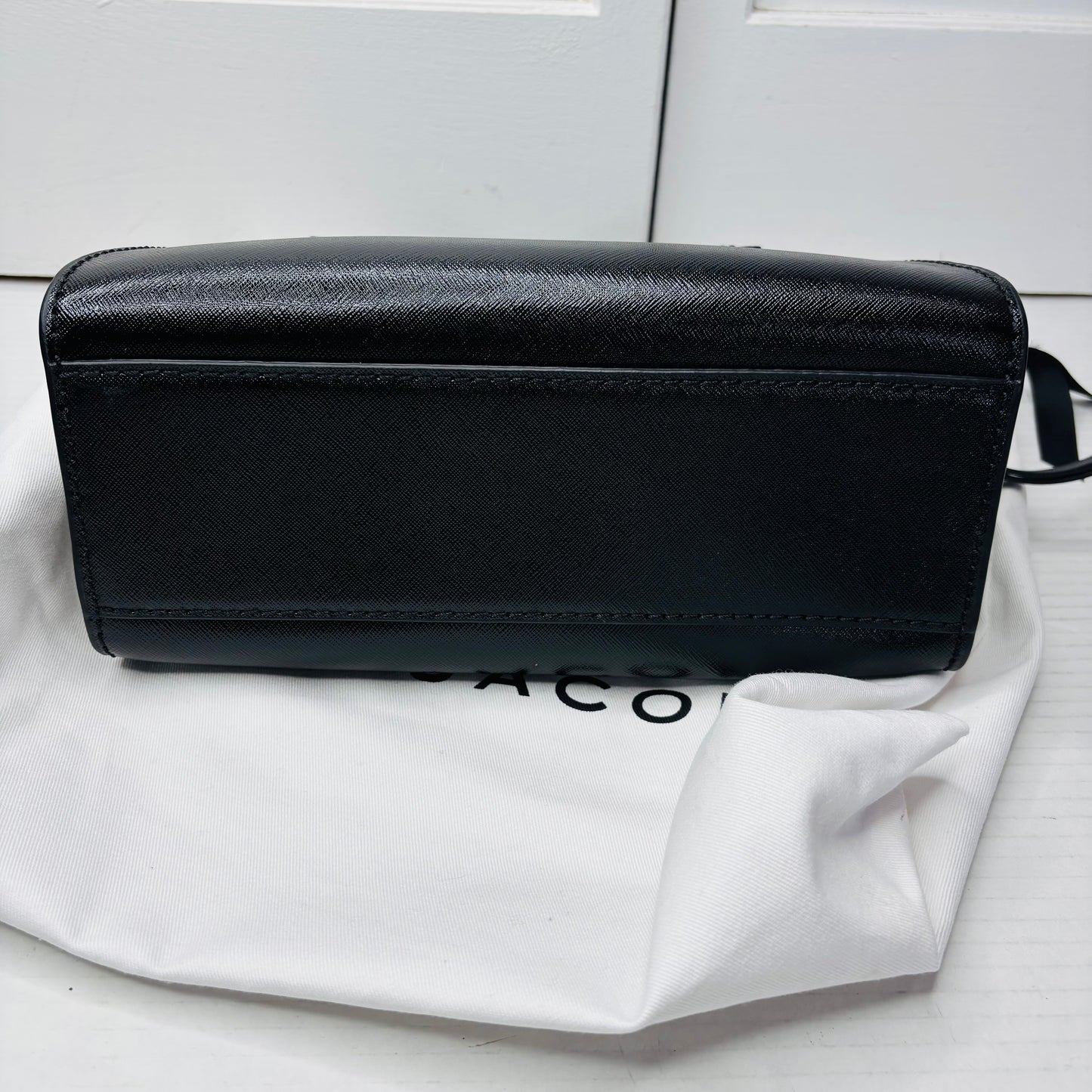 MARC JACOBS Little Big Shot DTM Saffiano Leather Satchel in All Black