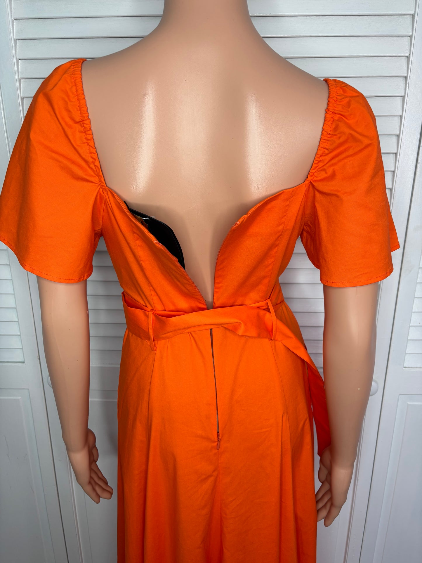 New BGL Fashion Group Orange Flutter Sleeve Midi Maxi Dress Size XS