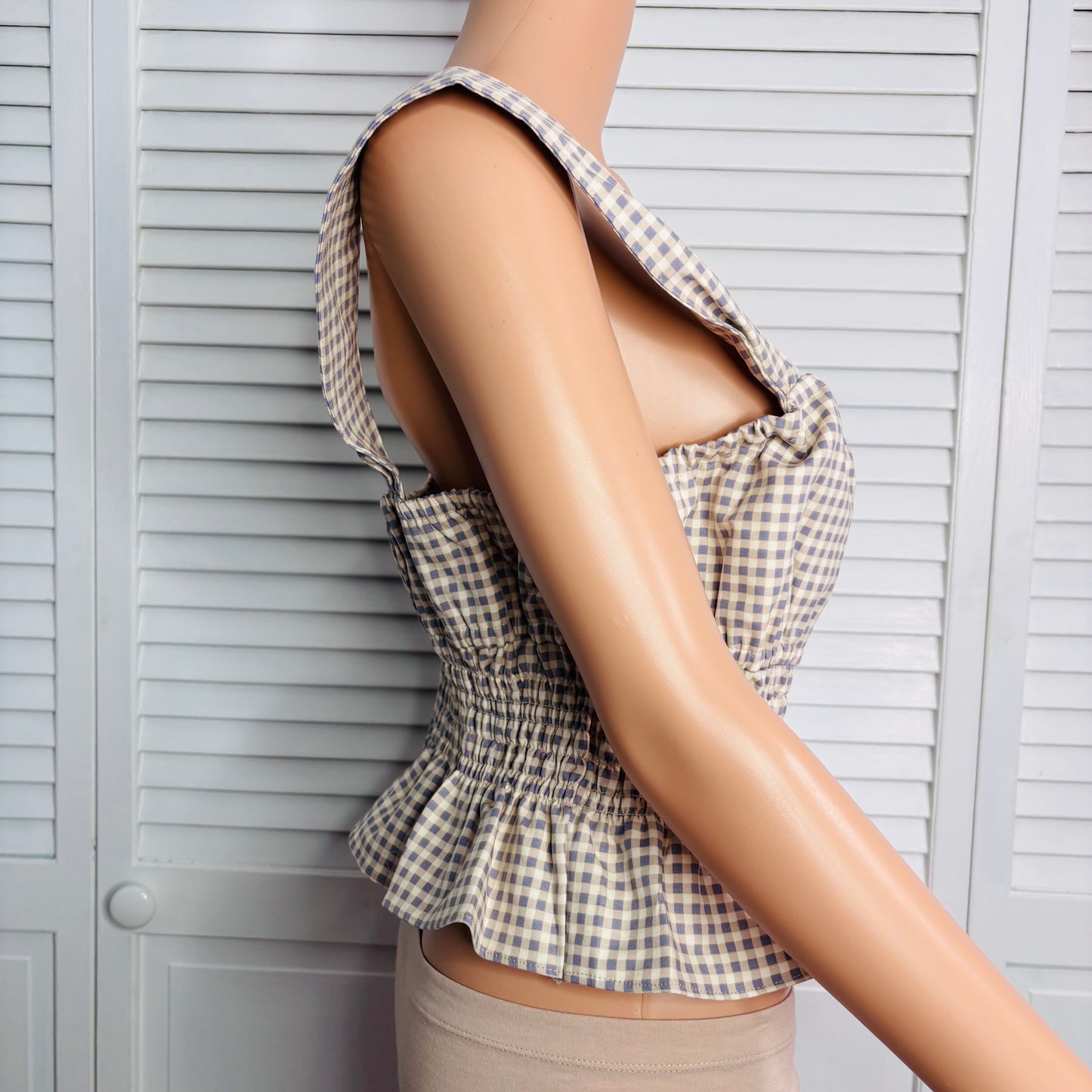 WEWOREWHAT Smocked Gingham Top Size XL