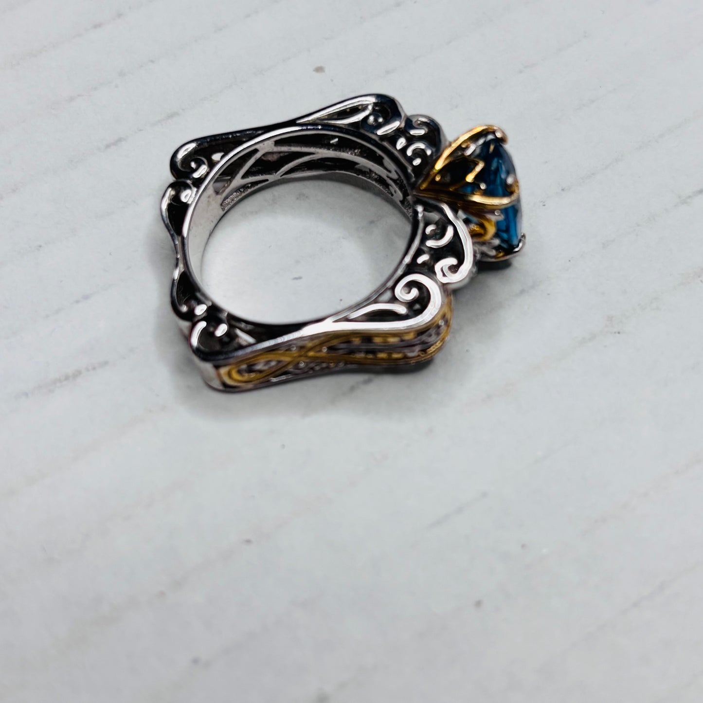 MICHAEL VALITUTTI Blue Topez Sterling Silver Ring Size 8