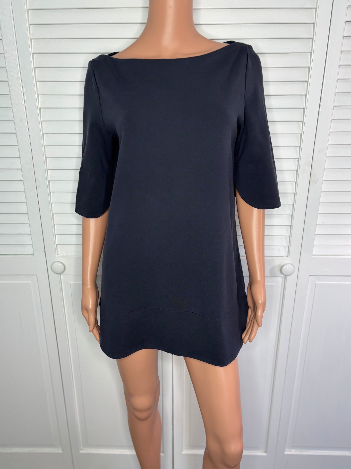COS Navy Blue Boat Neck Structured Shift Dress Size Medium
