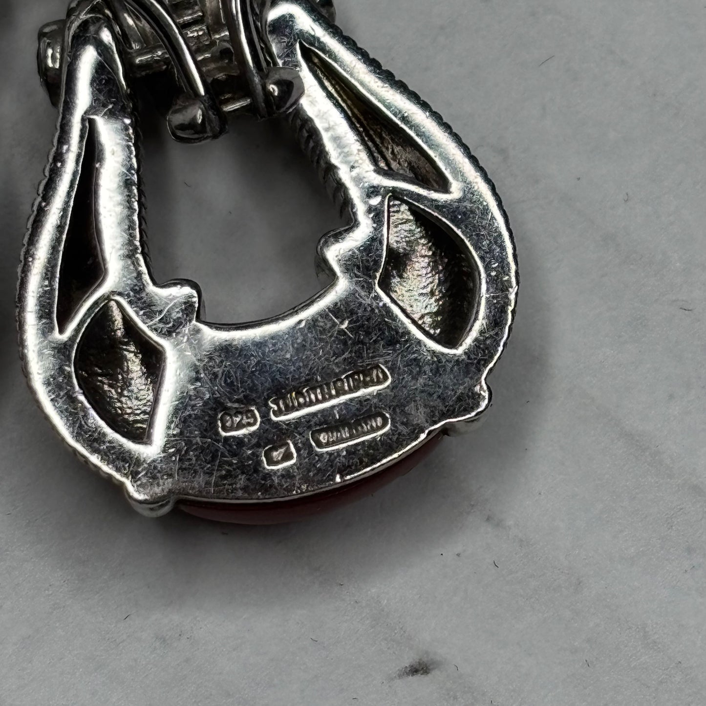 JUDITH RIPKA Sterling Silver Red Jasper CZ Isola Earrings