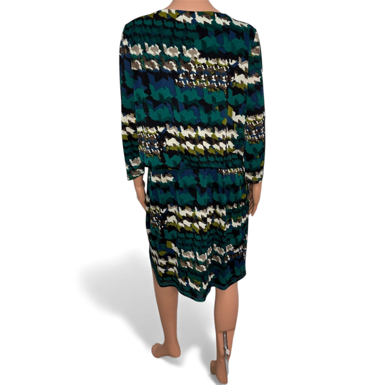 TIANA B. Geo Print Long Sleeve Knit Dress Size 16