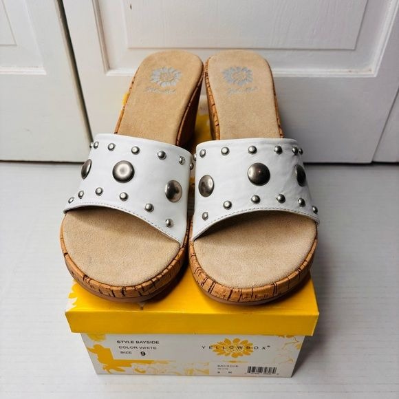 *New* YELLOW BOX White Bayside Platform Cork Sandal Size 9