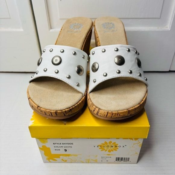 *New* YELLOW BOX White Bayside Platform Cork Sandal Size 9