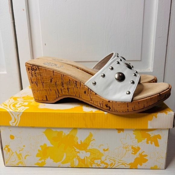 *New* YELLOW BOX White Bayside Platform Cork Sandal Size 9