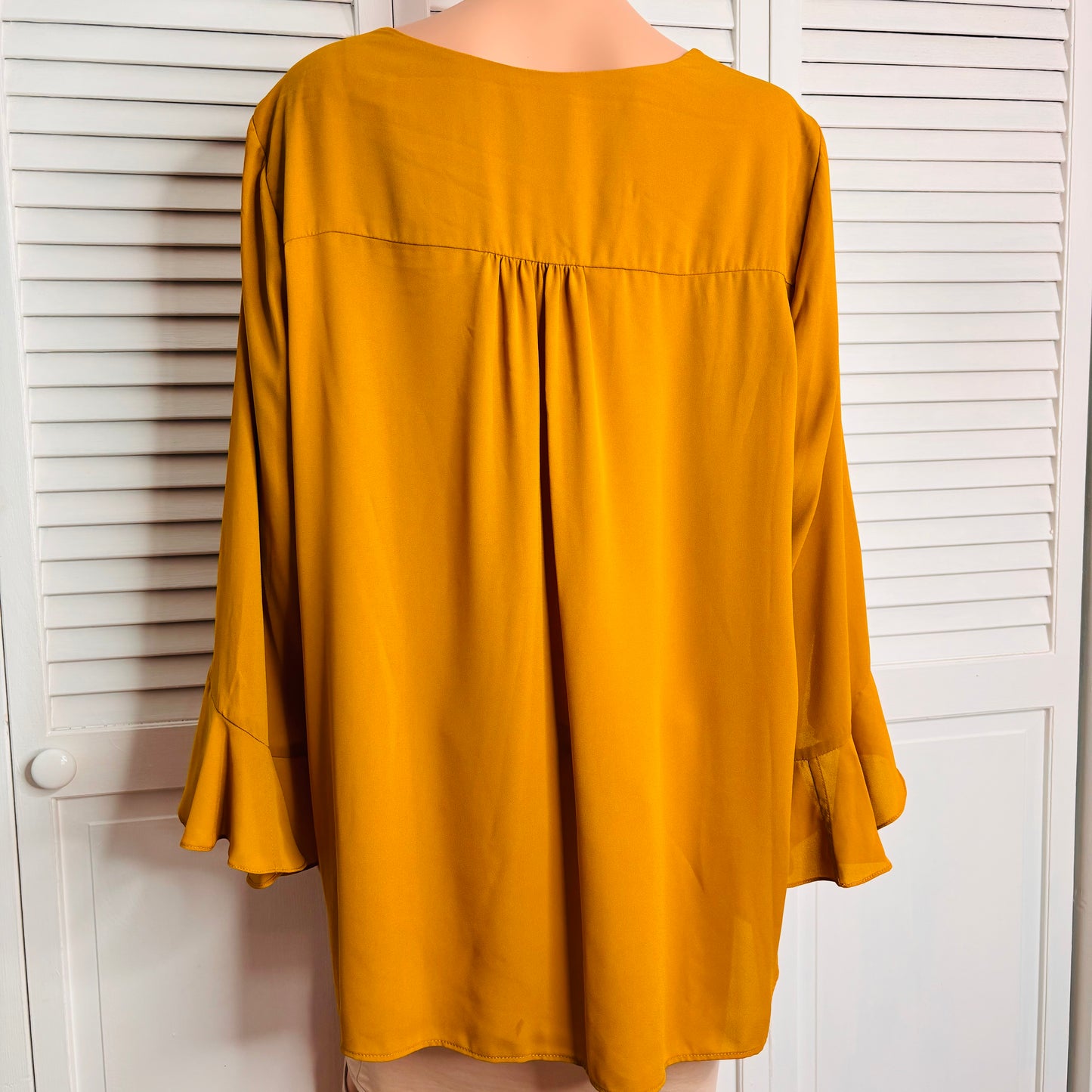 *NEW* KAREN KANE Mustard Yellow Amber Waves Ruffle Sleeve Top Size 1X