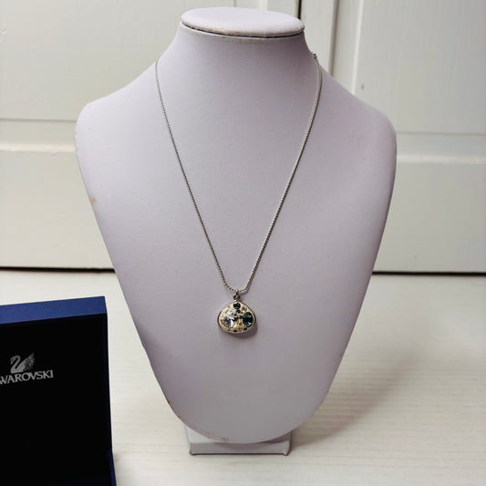 *NEW* SWAROVSKI Rhodium Plated Stone Crystal Silver Pendant Necklace