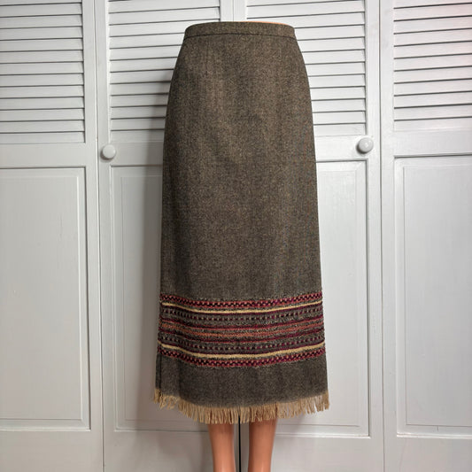 SAG HARBOR Petite Vintage Brown Peruvian Pencil Skirt Size 8P