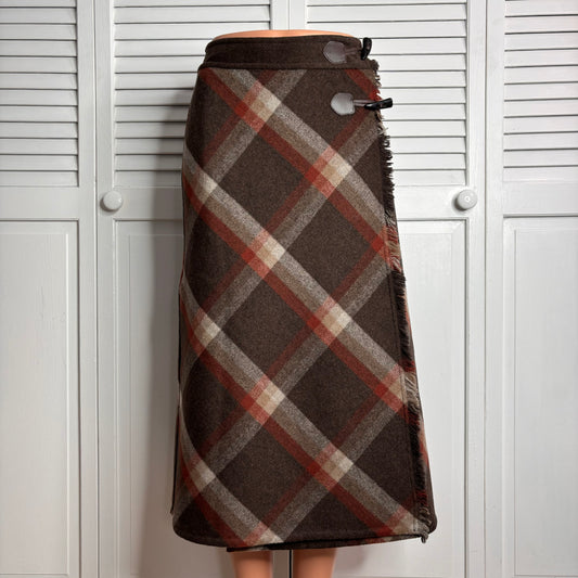 BEAR TWO STYLE Vintage Brown Plaid Skirt Size 4