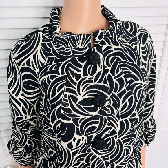 NICOLE By Nicole Miller Ruffled Flounce Sleeve Jacket in Black & White Size 8