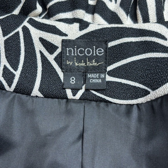 NICOLE By Nicole Miller Ruffled Flounce Sleeve Jacket in Black & White Size 8