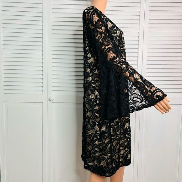 *NEW* LANE BRYANT Black Bell Sleeve Lace Dress Size 18/20