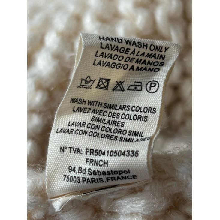 FRNCH Paris Chunky Knit Color Block Sleeve Cardigan Sweater Size Medium/Large