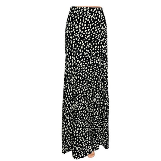 New RUMER THE LABEL Catalina Maxi Skirt Black White Side Slit Size Small