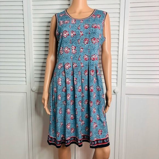 NEW CHELSEA & THEODORE Border Print Sleeveless Dress Size Medium