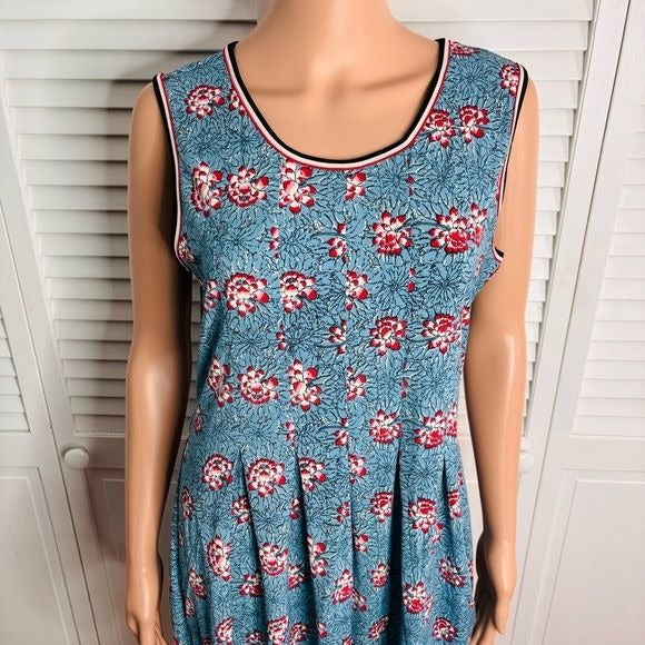 NEW CHELSEA & THEODORE Border Print Sleeveless Dress Size Medium