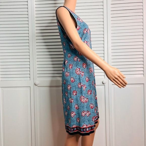 NEW CHELSEA & THEODORE Border Print Sleeveless Dress Size Medium