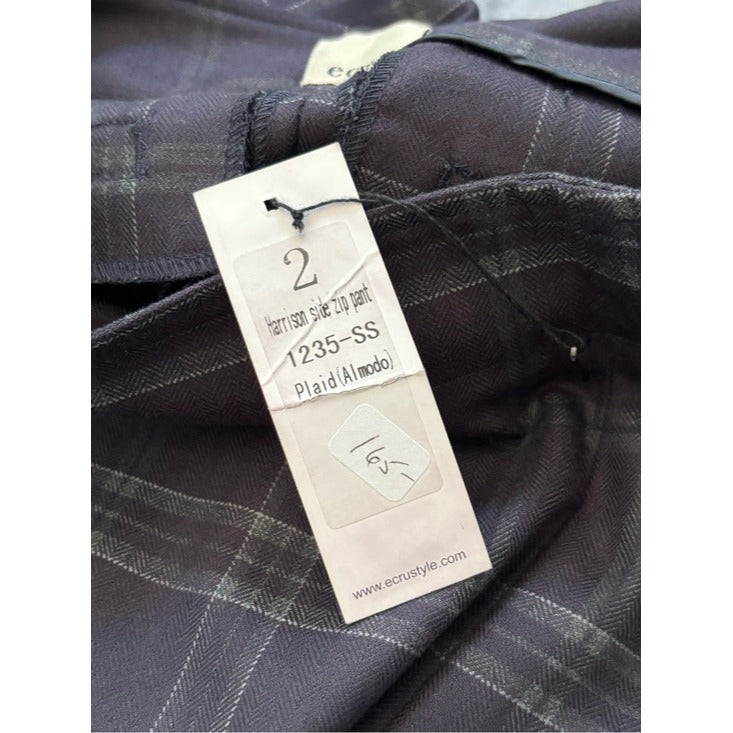 New ECRU Harrison Side Zip Plaid Pants Size 2