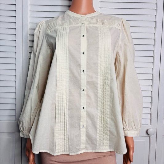 JOIE Porcelain Vesta Long Sleeve Button Down Blouse Size Large