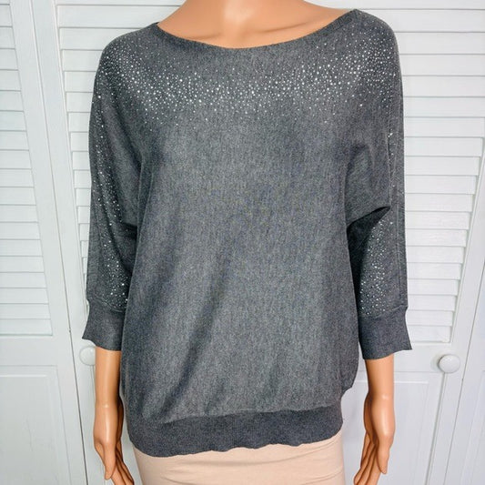NEW YORK & COMPANY Gray Silver Studded Sweater Size Large