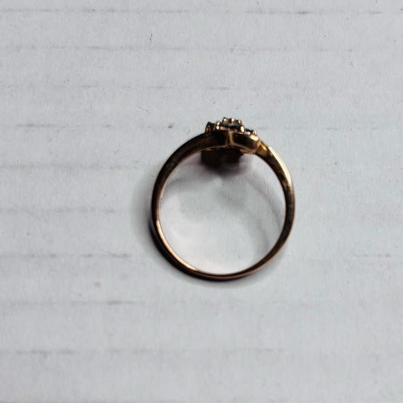 14k Solid Yellow Gold Petite Thin Natural Tanzanite and Apatite Ring Size 7