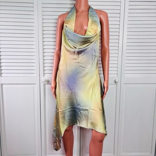 NEW WEWOREWHAT Cowl Mini Dress in Watercolor Size 16