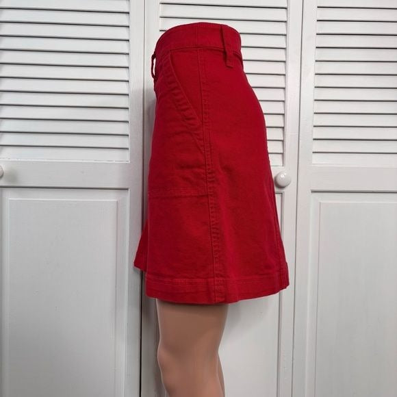 J. CREW MERCANTILE Red Button Front Denim Skirt Size 14