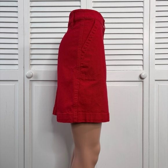 J. CREW MERCANTILE Red Button Front Denim Skirt Size 14