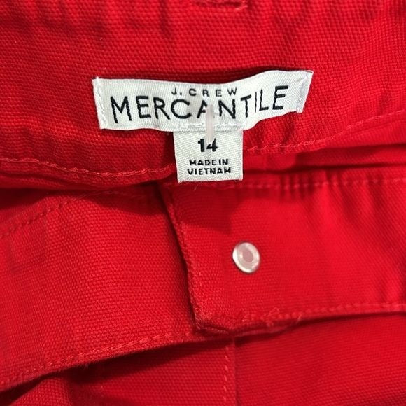 J. CREW MERCANTILE Red Button Front Denim Skirt Size 14