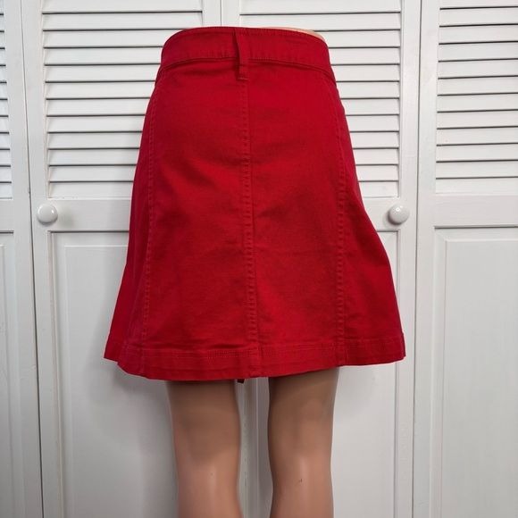 J. CREW MERCANTILE Red Button Front Denim Skirt Size 14