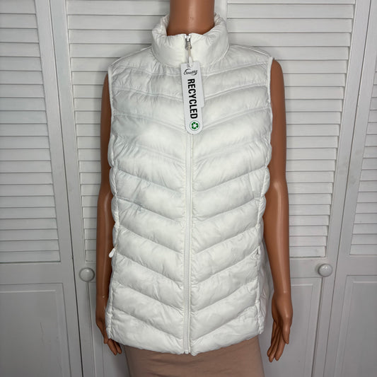 New 32 DEGREES Heat Lightweight Recycled Puffer Vest IN White Size Large