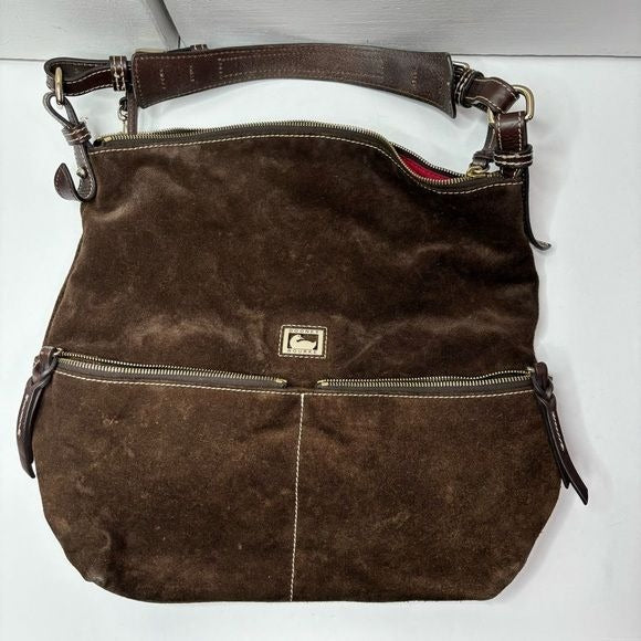 DOONEY & BOURKE Dark Brown Suede Dillen Pocket Sac Satchel