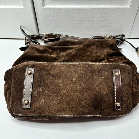 DOONEY & BOURKE Dark Brown Suede Dillen Pocket Sac Satchel