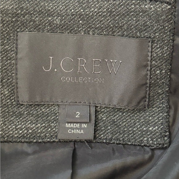 J. CREW COLLECTION Gray V-Neck Single Button Blazer in Charcoal Gray Size 2