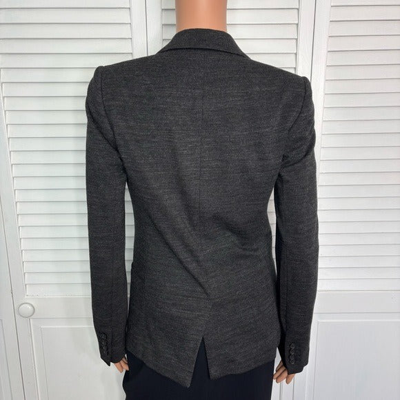 J. CREW COLLECTION Gray V-Neck Single Button Blazer in Charcoal Gray Size 2