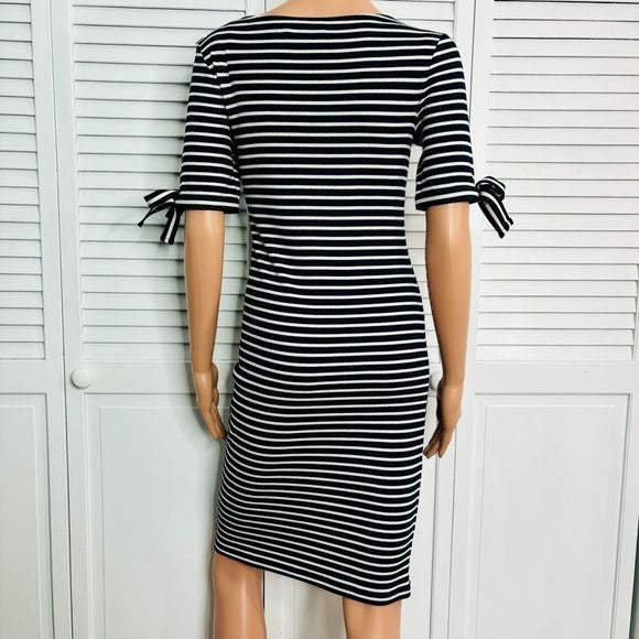 LAUREN BY RALPH LAUREN Brandeis Navy Blue Elbow Sleeve Dress Size XS