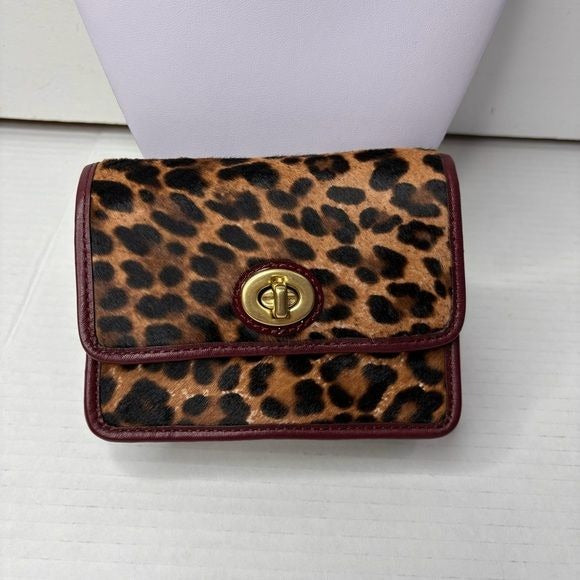 *NEW* COACH Ocelot Leopard Haircalf Mini Penny Aubergine Crossbody