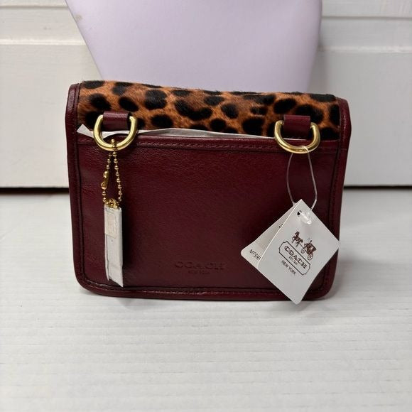 *NEW* COACH Ocelot Leopard Haircalf Mini Penny Aubergine Crossbody