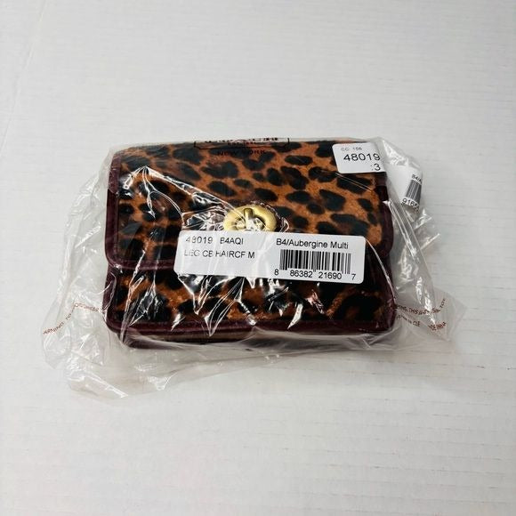 *NEW* COACH Ocelot Leopard Haircalf Mini Penny Aubergine Crossbody